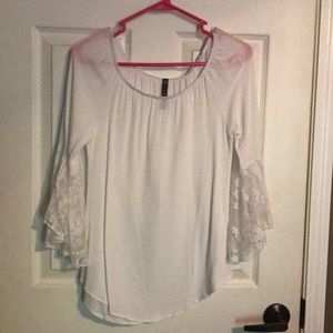 White blouse with lace sleeves